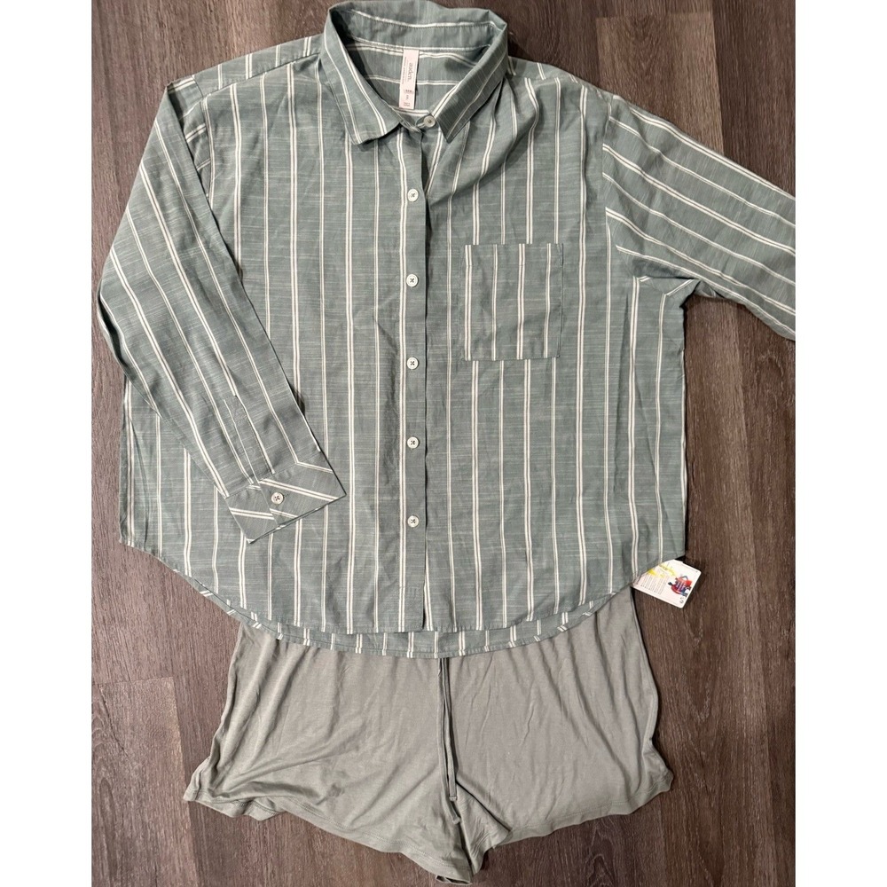 Auden Women's XXL Long Sleeve Sleep Shirt  Button Front, Notch Collar & Shorts - Picture 10 of 10